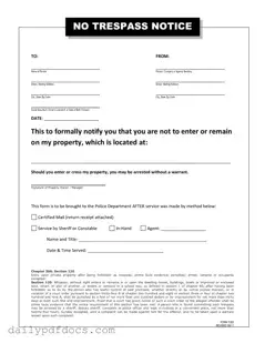 Fill Your No Trespassing Letter Form