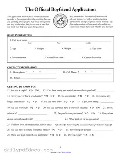 Fill Your Boyfriend application form Form