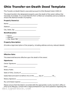 Printable  Transfer-on-Death Deed Document for Ohio