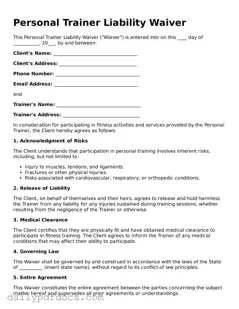 Free Personal Trainer Liability Waiver Template
