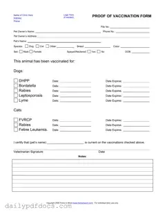 Fill Your Proof Of Vaccination Dog Form