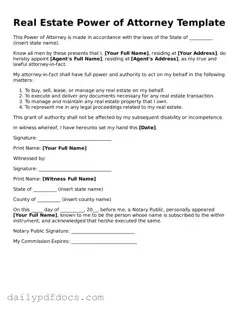 Free Real Estate Power of Attorney Template