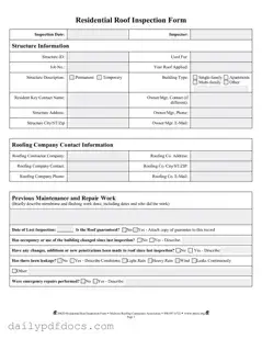 Fill Your Roof Inspection Form