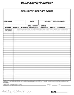 Fill Your Security Guard Daily Report Sample Form