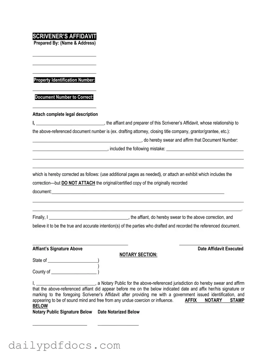 Fill Your Scrivener's Affidavit Form
