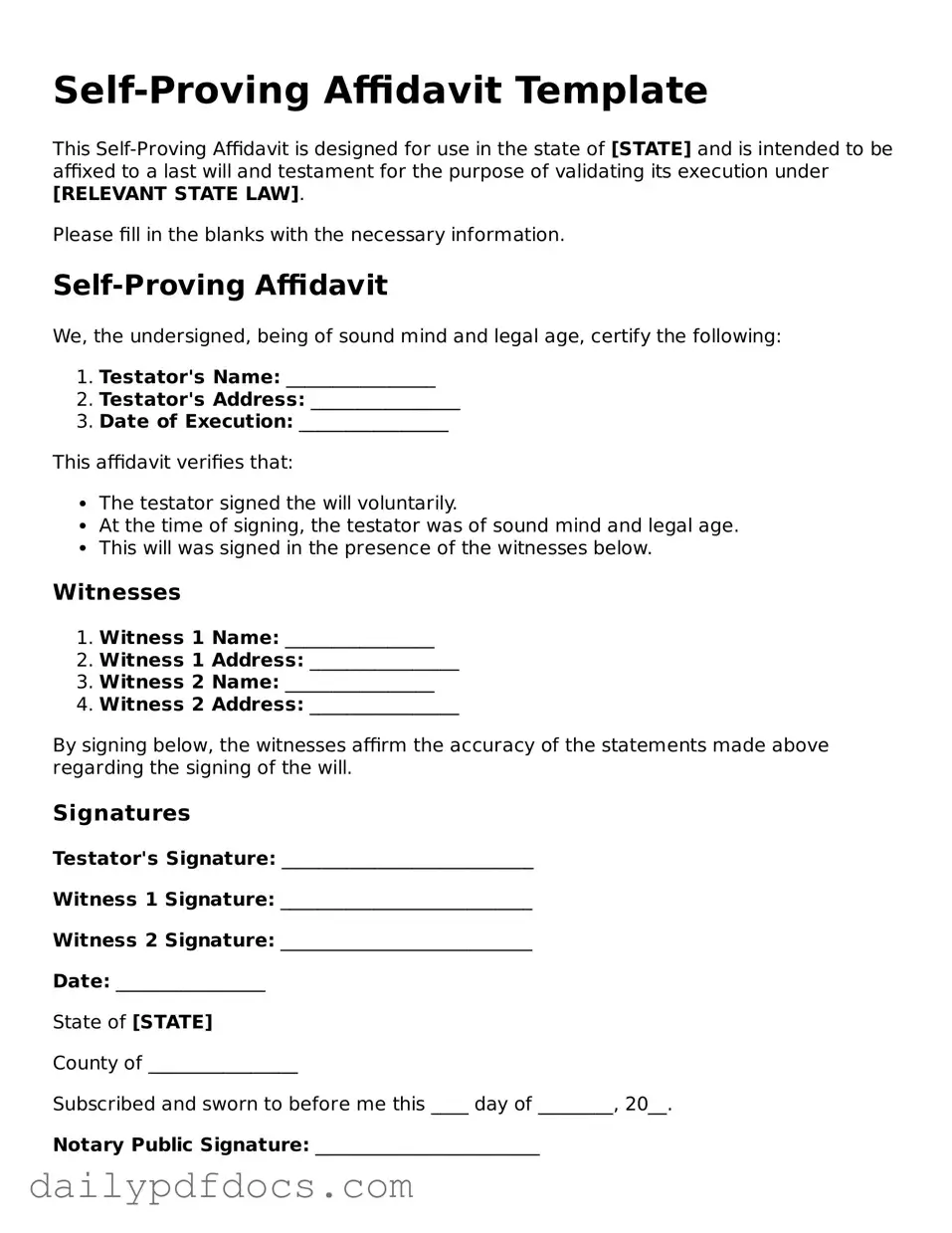 Free Self-Proving Affidavit Template