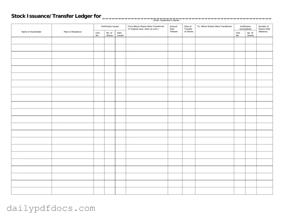 Fill Your Stock Transfer Ledger Form