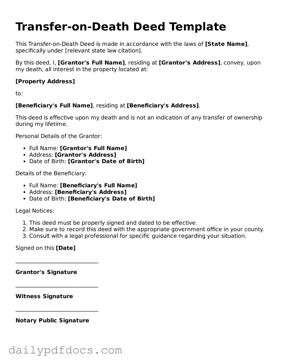 Free Transfer-on-Death Deed Template
