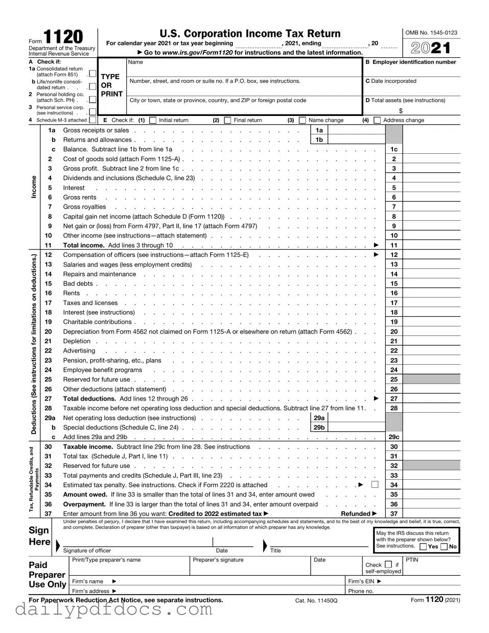 Fill Your IRS 1120 Form