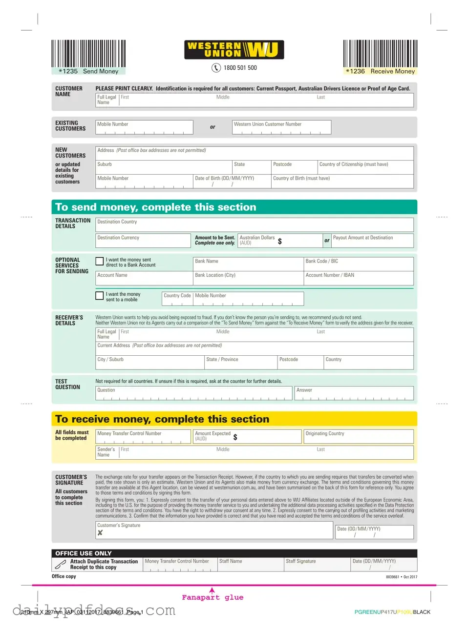 Fill Your Western Union Form
